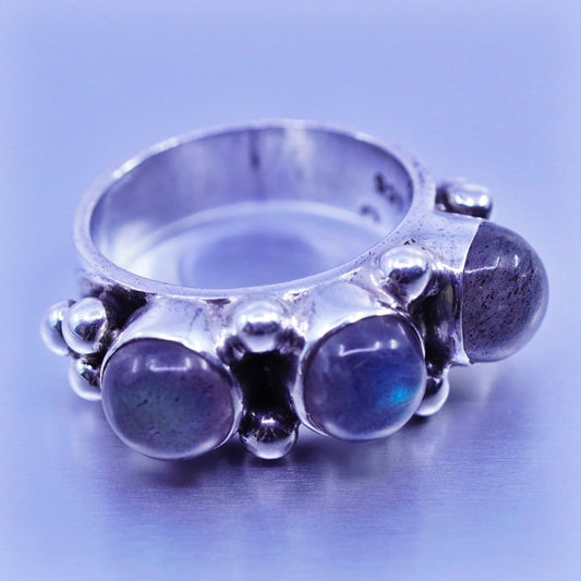 Size 5.75, vintage Sterling 925 silver handmade ring with labradorite