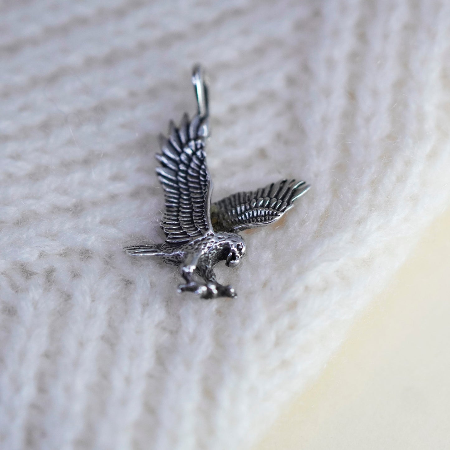 Vintage Sterling 925 silver handmade Eagle pendant charm