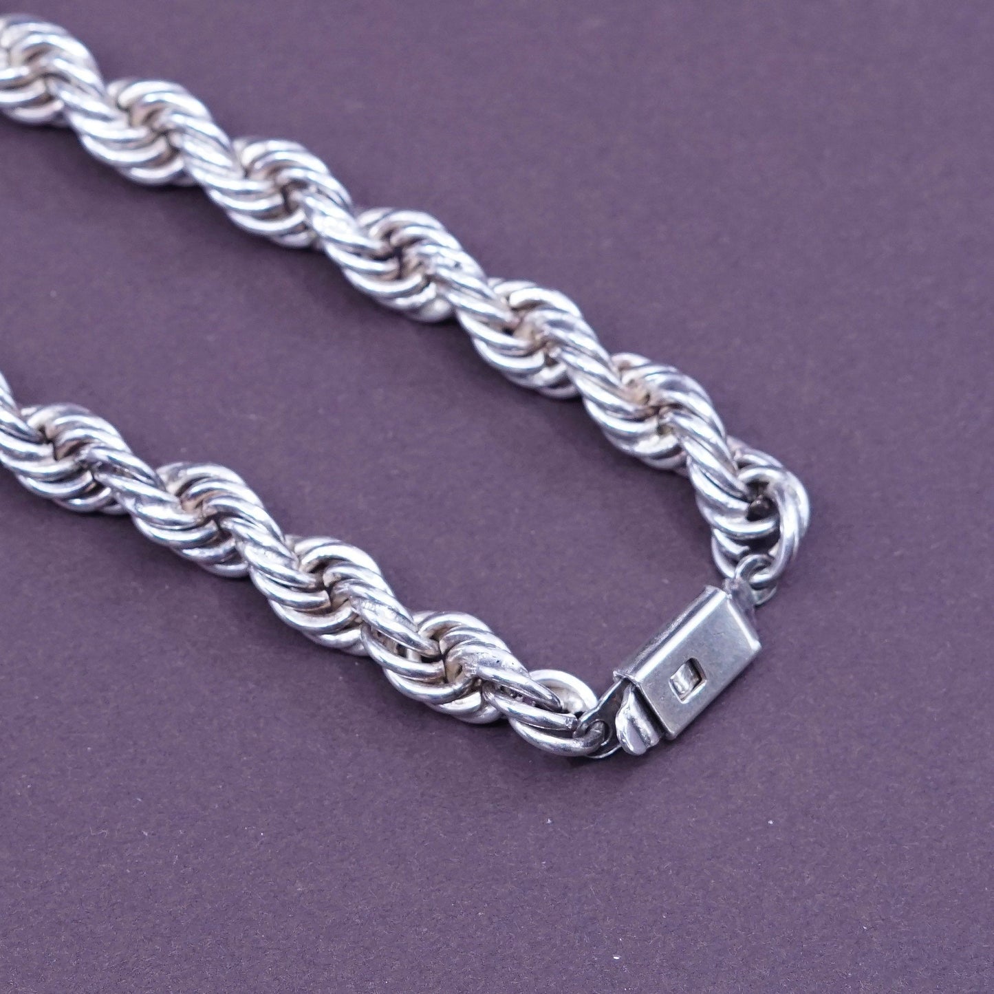 16”, vintage sterling silver handmade necklace, 925 bold graduated rope chain