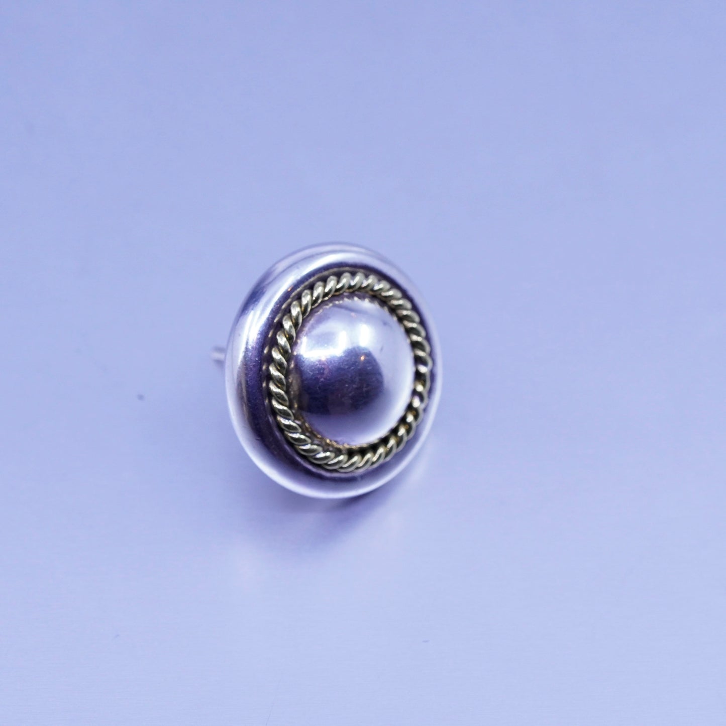 Vintage Mexico Sterling 925 silver handmade studs earrings brass cable around