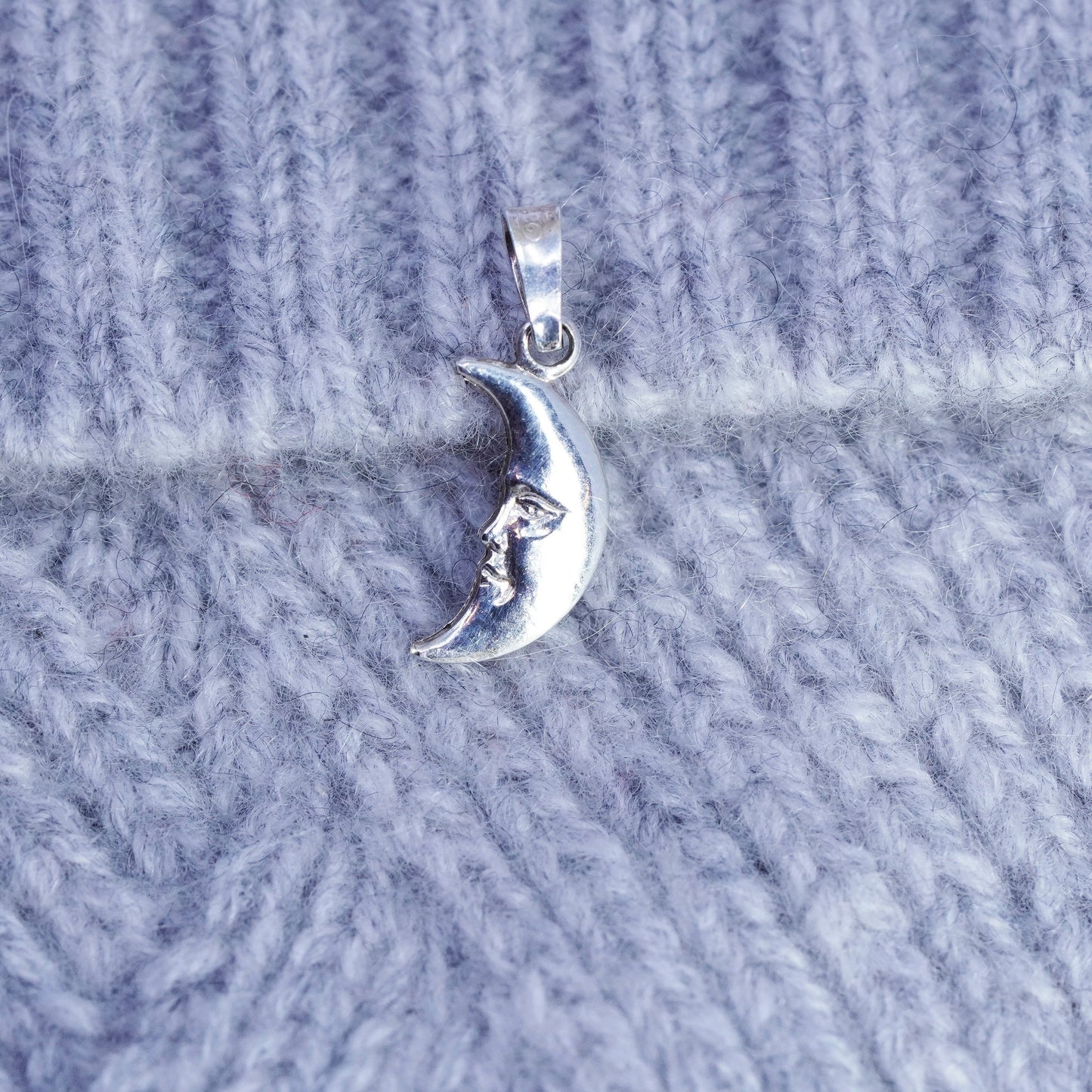 Vintage Sterling silver handmade 925 moon face charm pendant