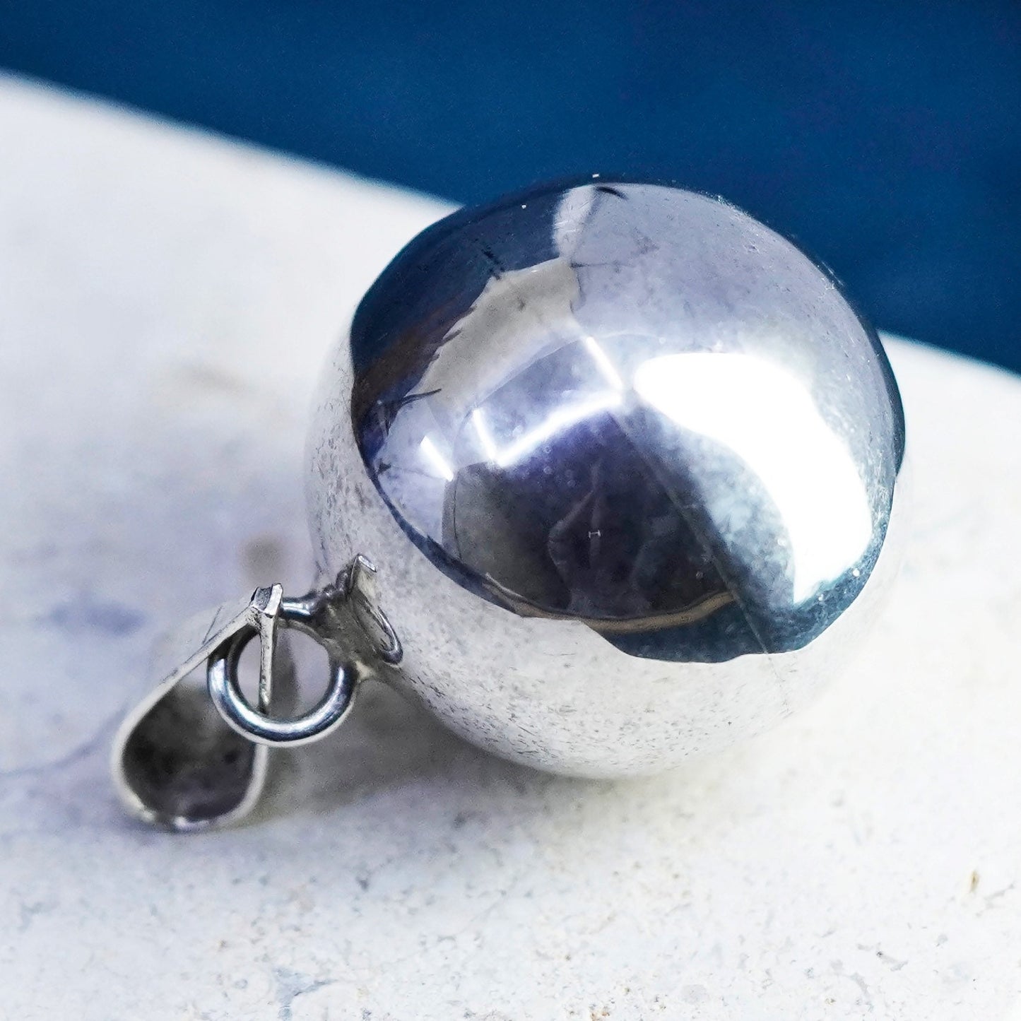 1”, Sterling silver mirror circle shaped chime, bell, ring, 925 harmony ball