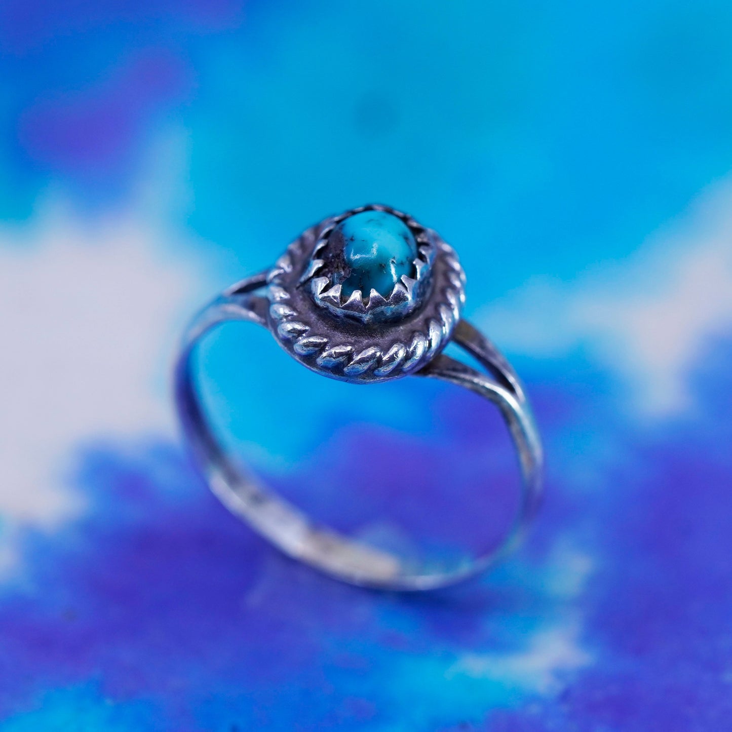Size 6, Native American, southwestern Sterling silver handmade ring turquoise