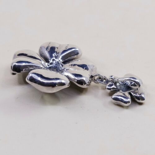 Vintage sterling silver handmade pendant, 925 silver Dogeood flower, stamped 925