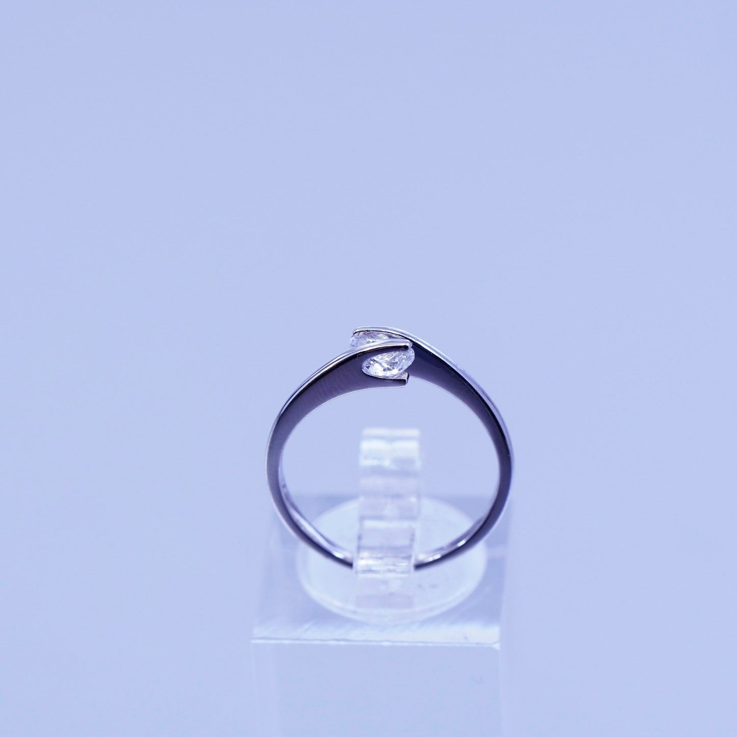 Size 7, vintage Sterling 925 silver handmade engagement ring with Cz