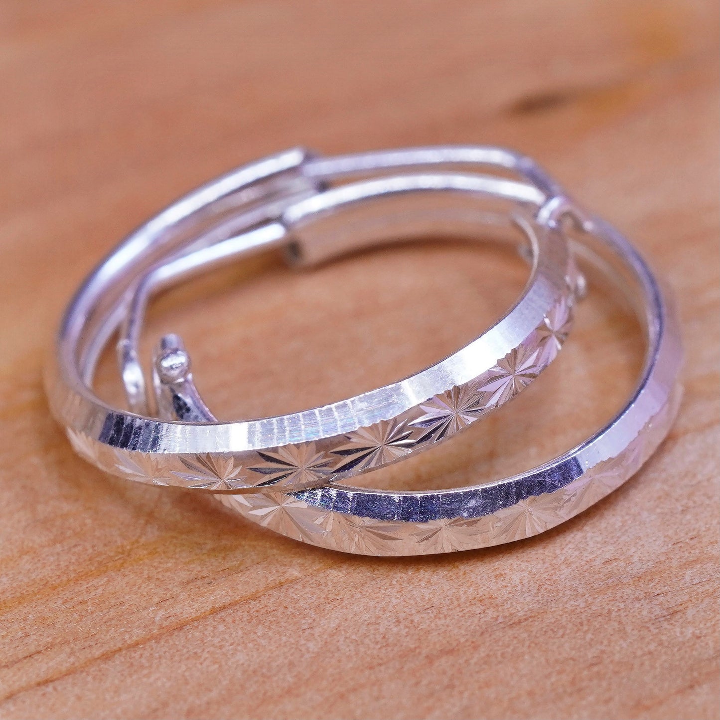 0.75”, 2.3g, 14K gold minimal simple hoops huggie, textured white gold earrings