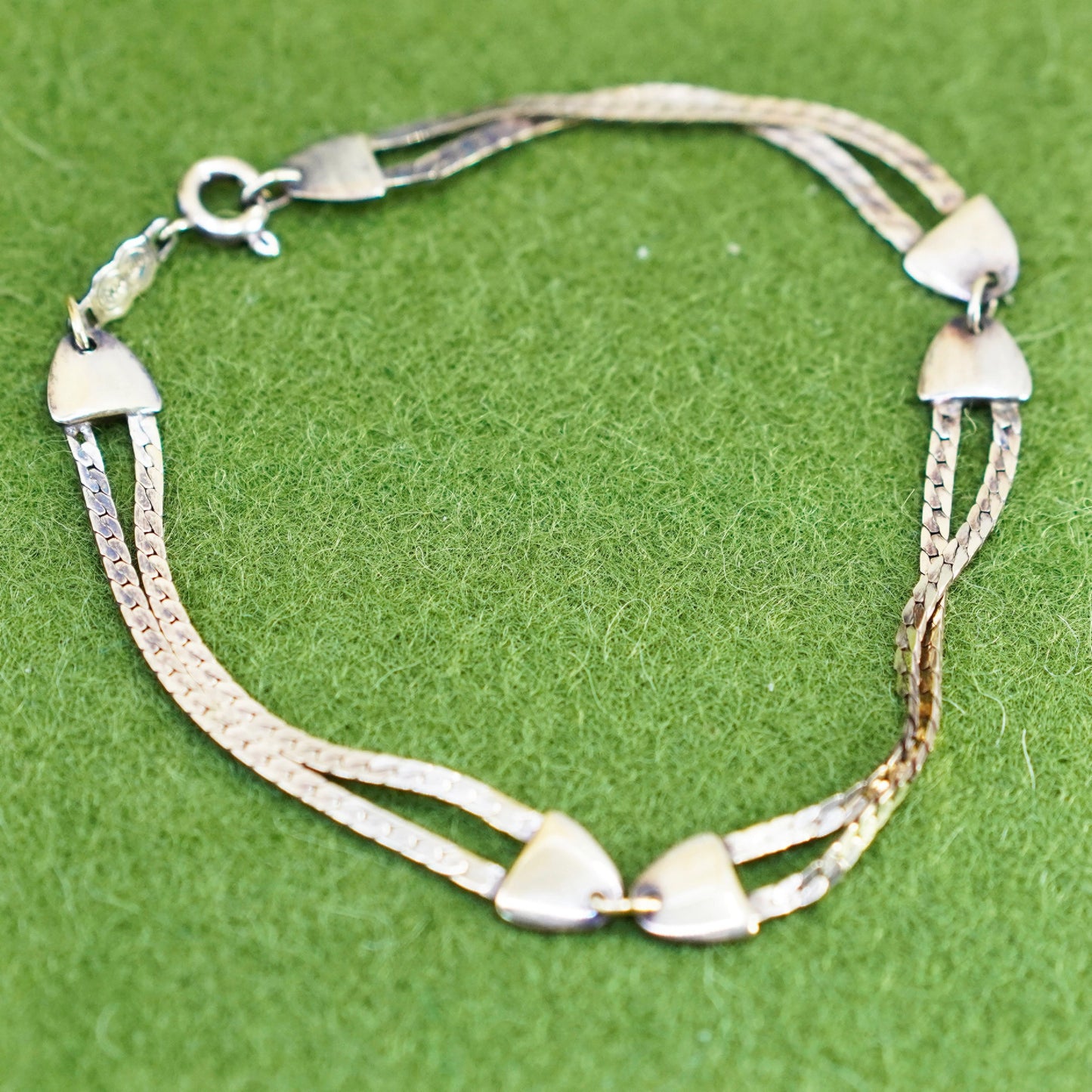 7.5”, vtg vermeil gold over sterling silver bracelet, Italian 925 nugget chain