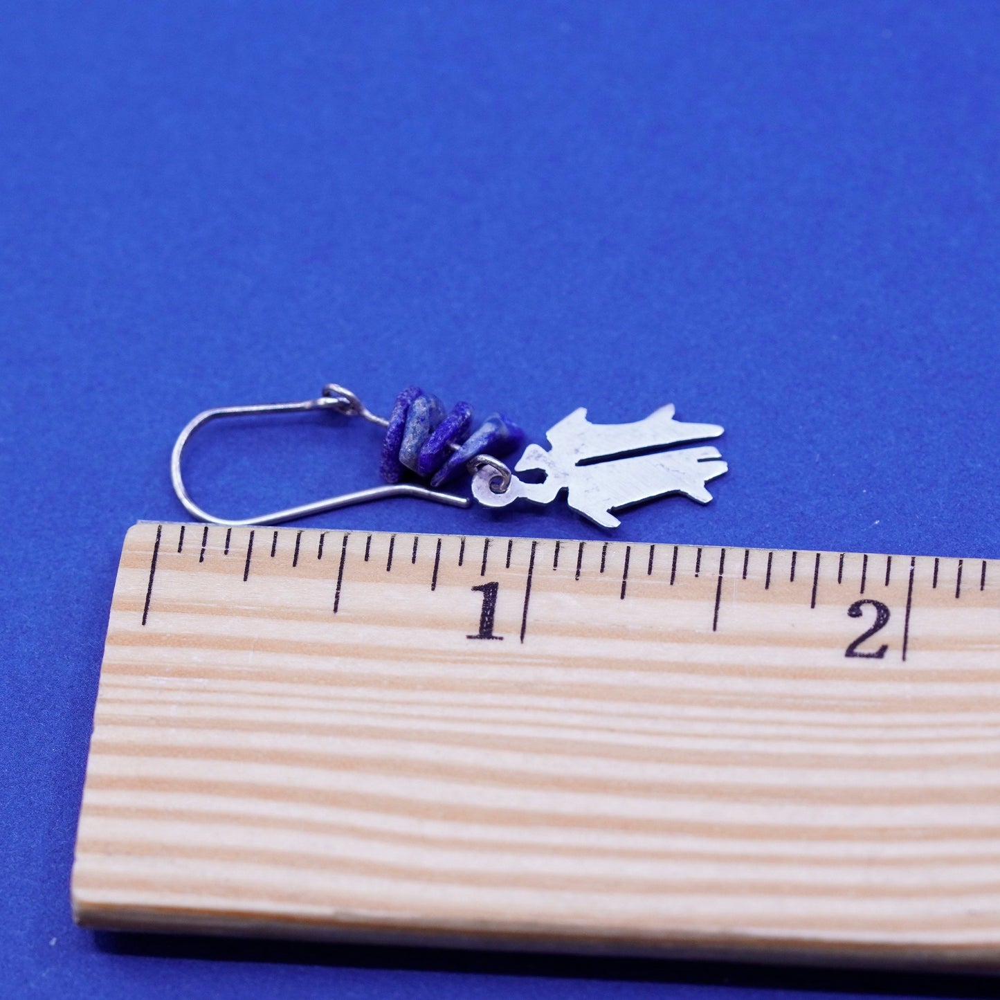 Vintage sterling 925 Silver handmade earrings with nugget sodalite