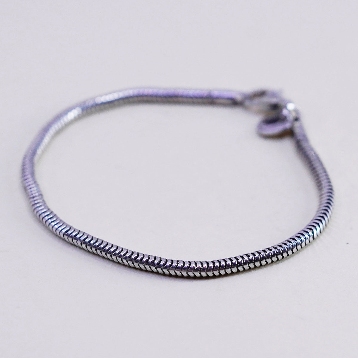 7.25”, 3mm, vintage Italy Sterling 925 silver bracelet, bold snake chain