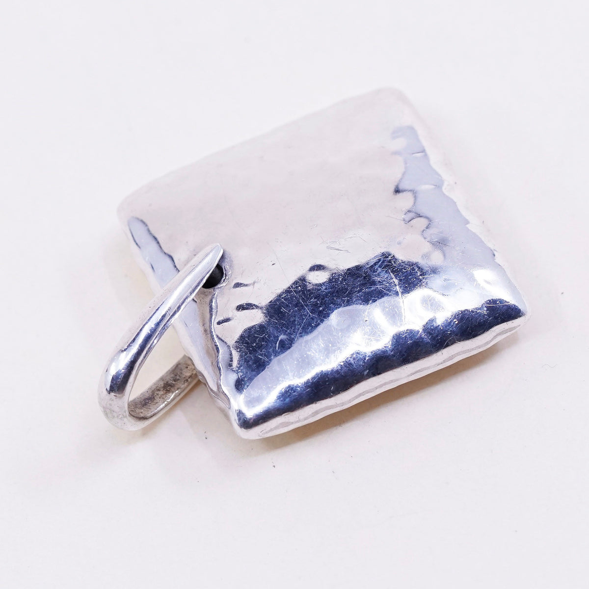 Silpada handmade Sterling 925 Silver Square Hammered Pillow Pendant S1118