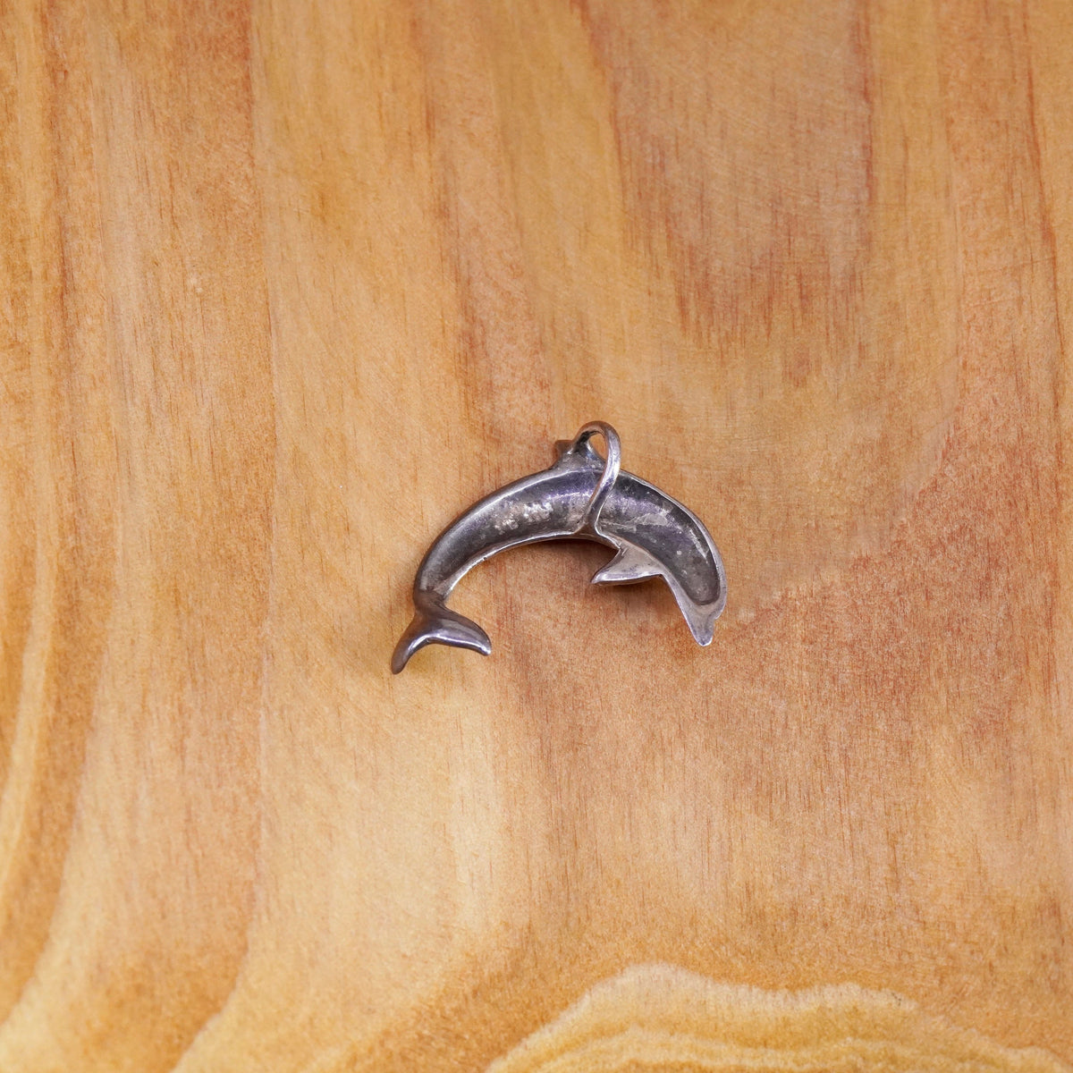 Vintage Sterling silver handmade pendant, 925 dolphin charm