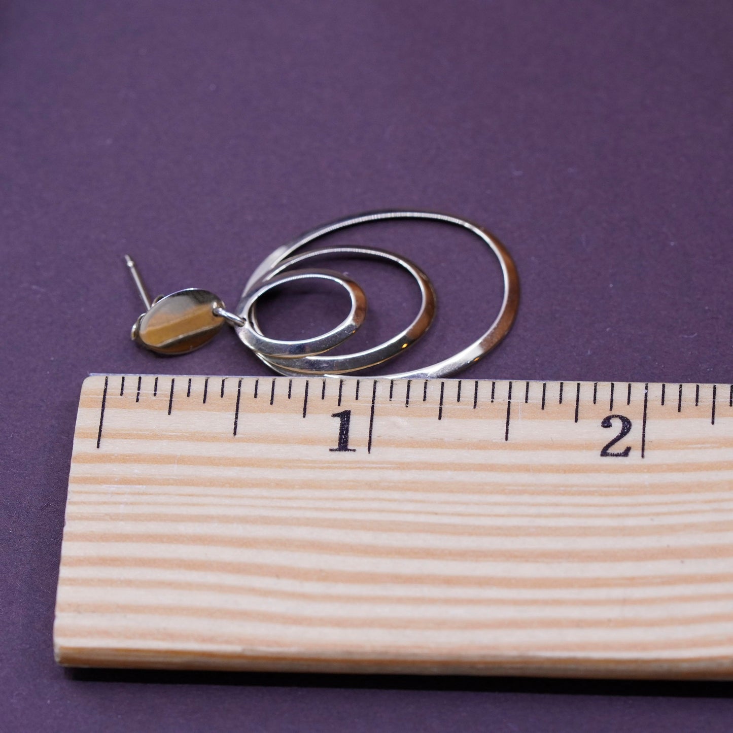 vtg vermeil gold over Sterling silver circle drops, 925 multi circle earrings
