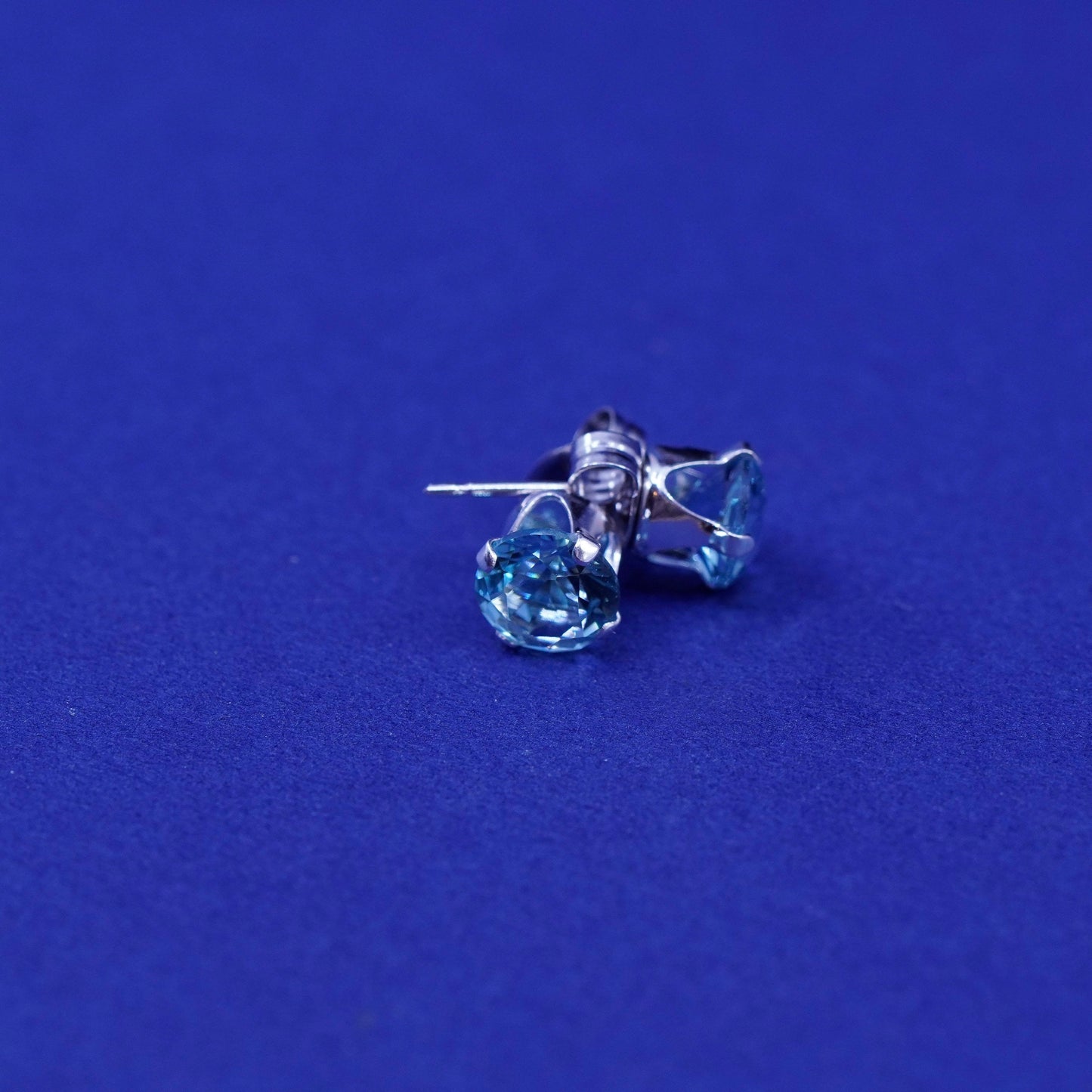Vintage Sterling silver handmade earrings, 925 studs with topaz