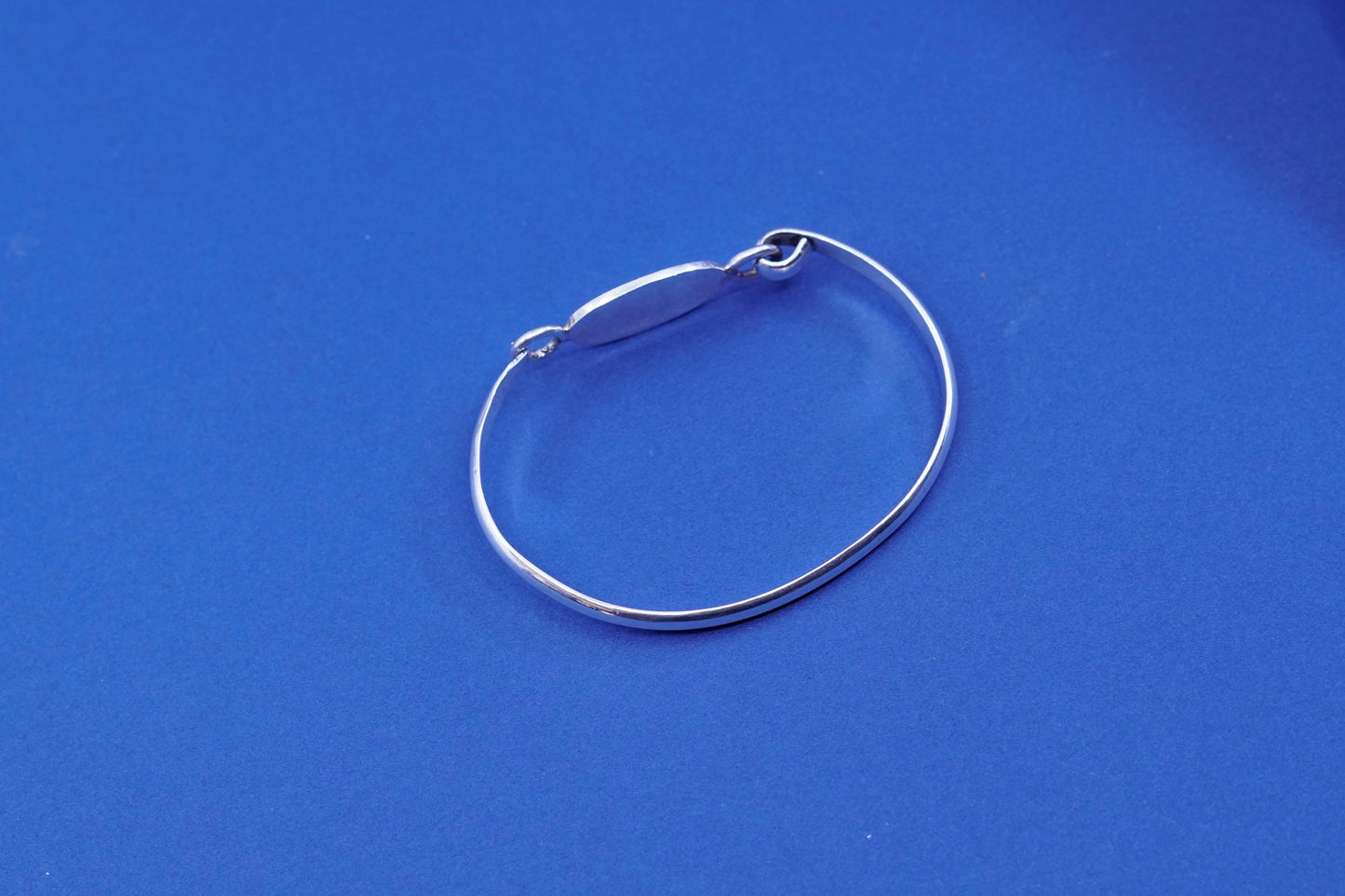 7.25”, vintage Sterling silver handmade bracelet, 925 bangle with blank disc