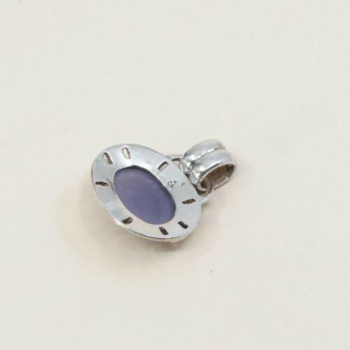 Vtg Sterling 925 Silver Handmade Pendant w/ marcasite N Purple Jade