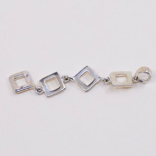 Vintage Thailand Sterling Silver Square Circle Pendant, Solid 925 Silver Charm