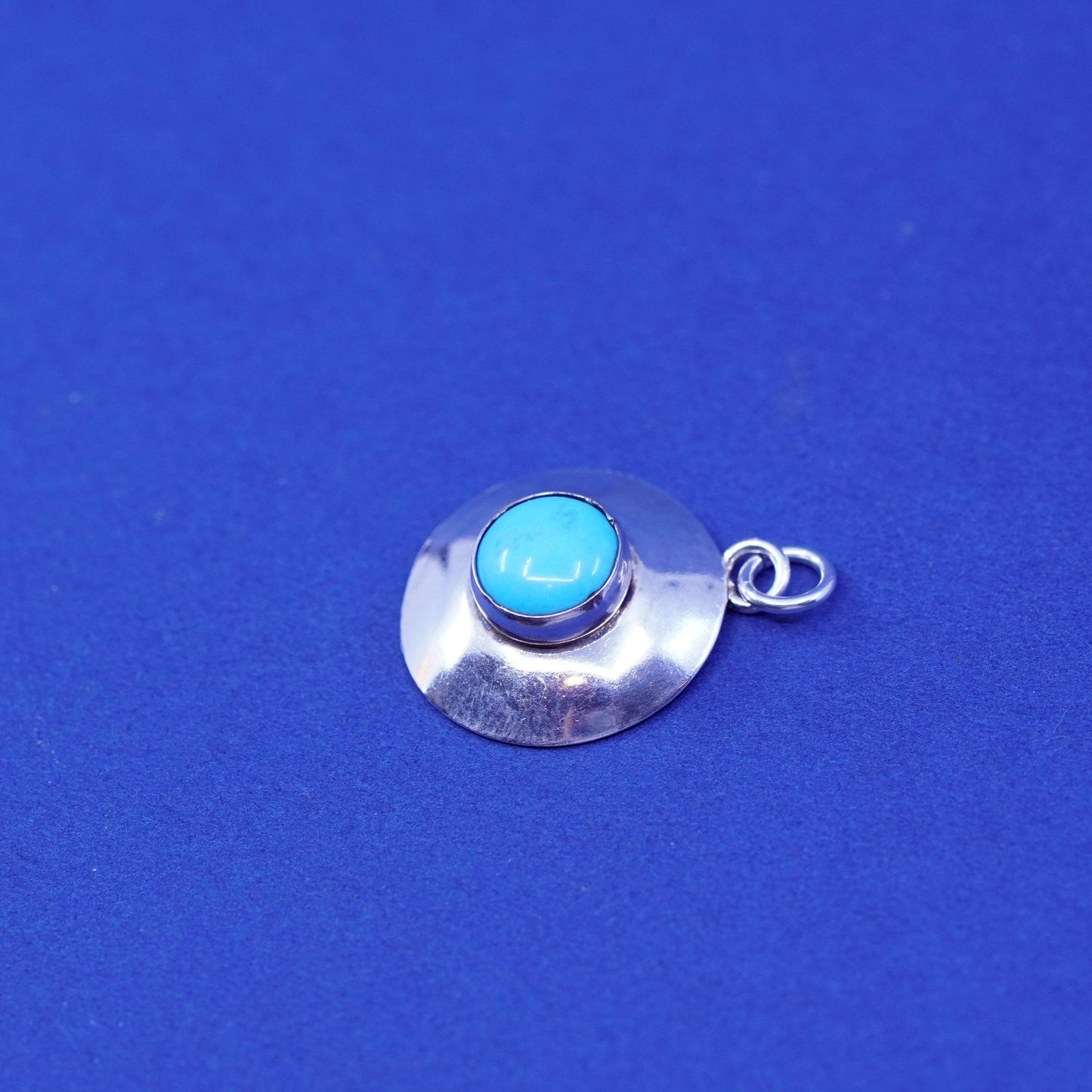sterling Silver Handmade Pendant, Native American 925 circle charm turquoise