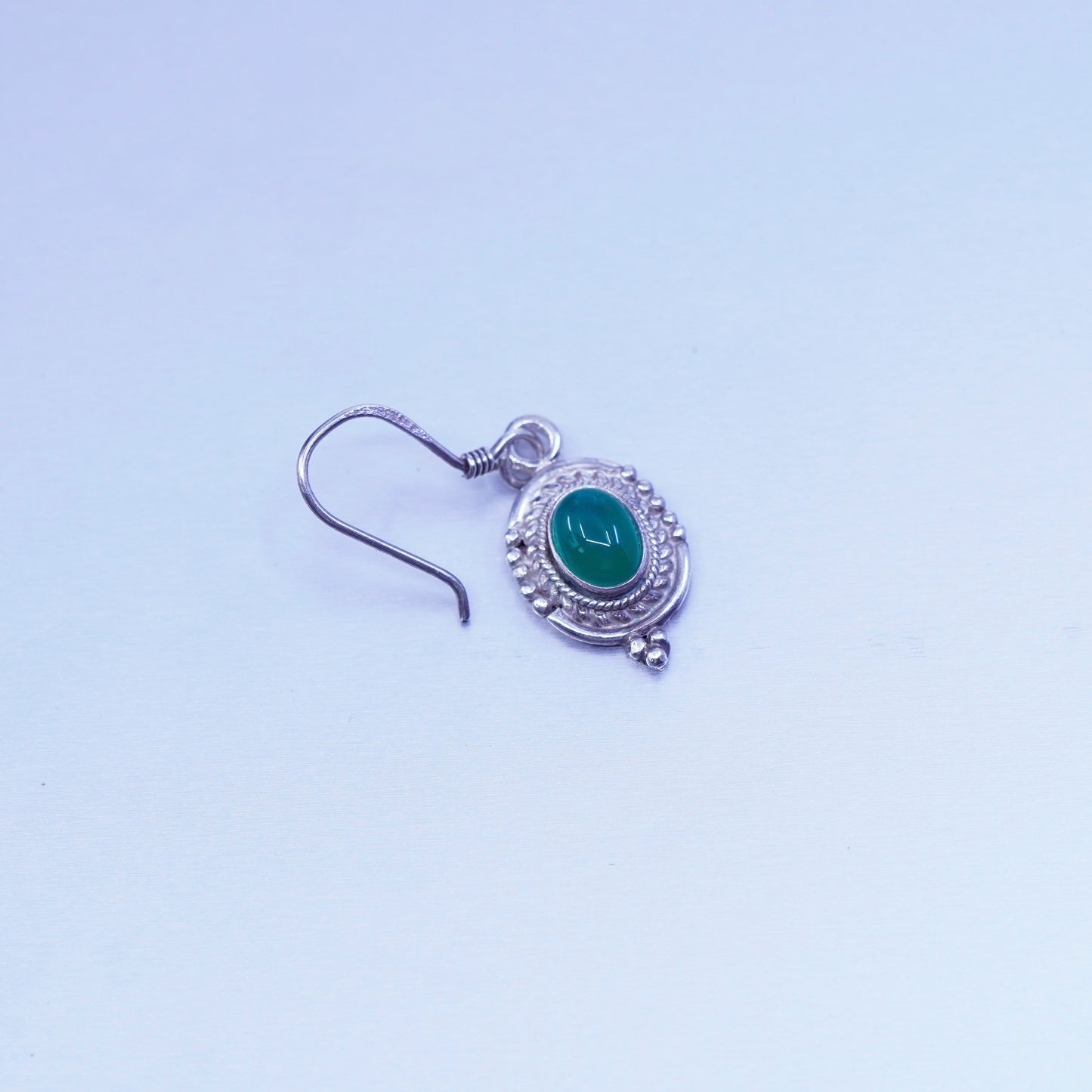 Vintage Sterling 925 silver handmade earrings with emerald and beads