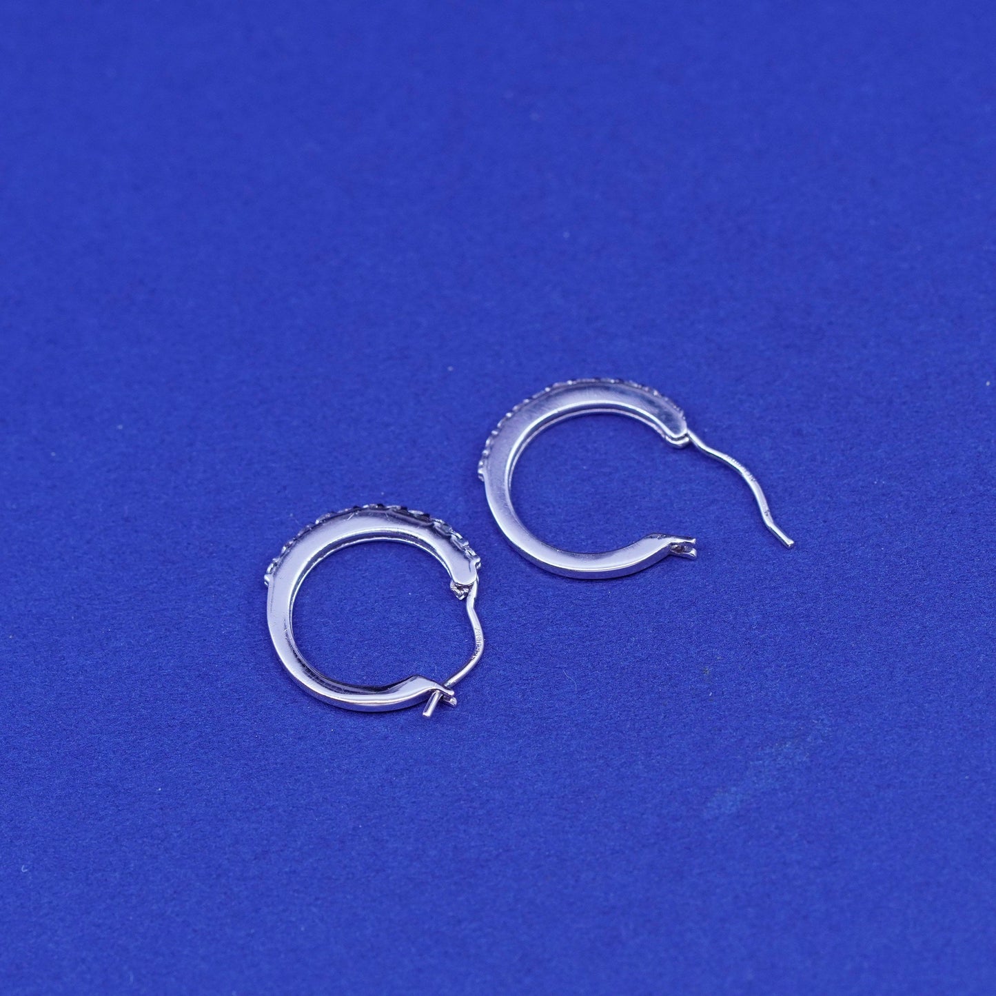 0.5", vintage Sterling silver handmade hoop earrings, fine 925 silver huggie