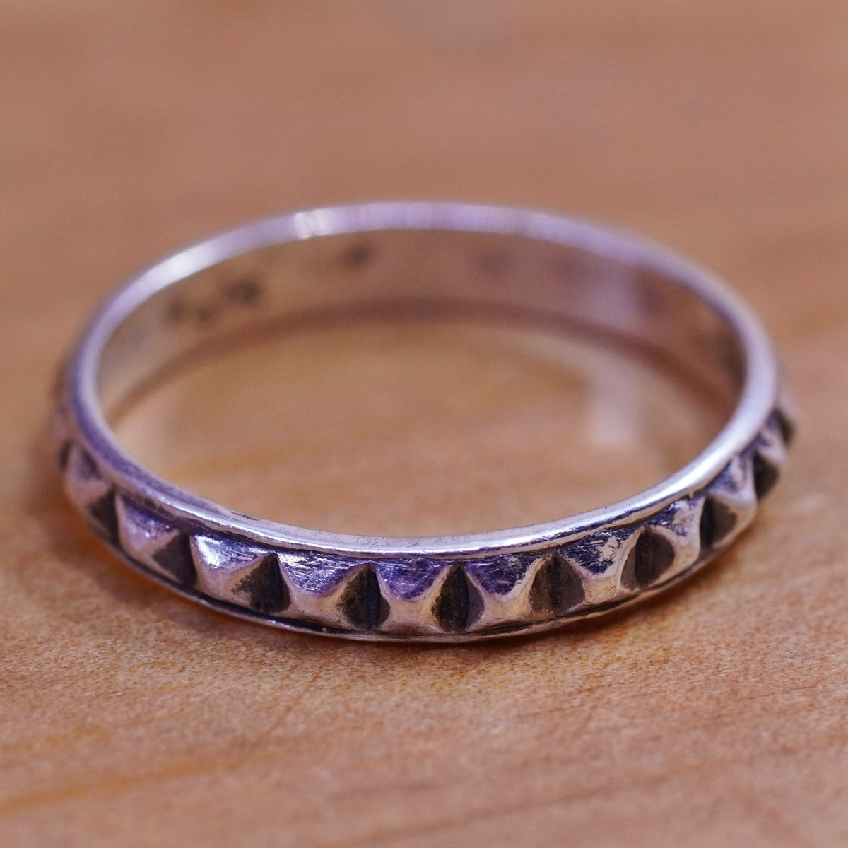 Size 6, Sterling silver stackable handmade ring, 925 stackable band with beads