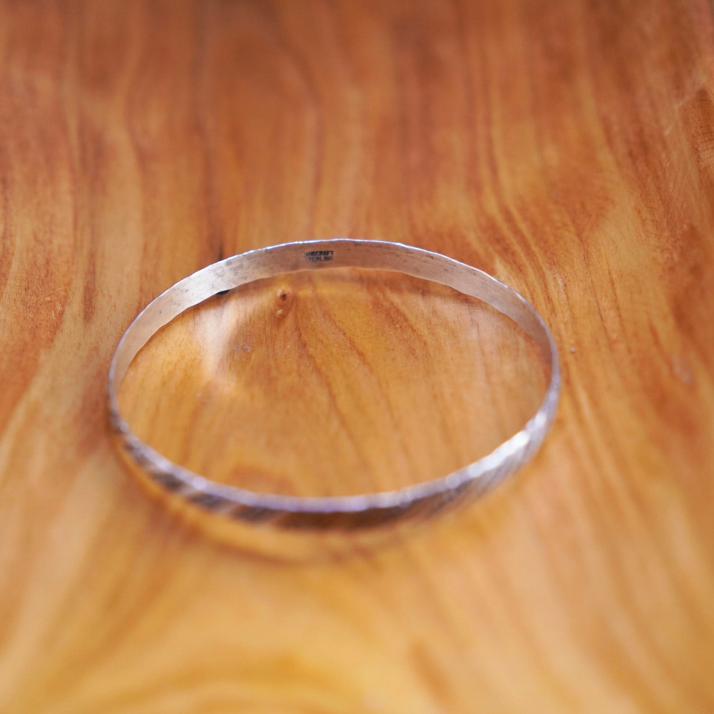 8”, Vintage Danecraft Sterling silver handmade bracelet, 925 textured bangle