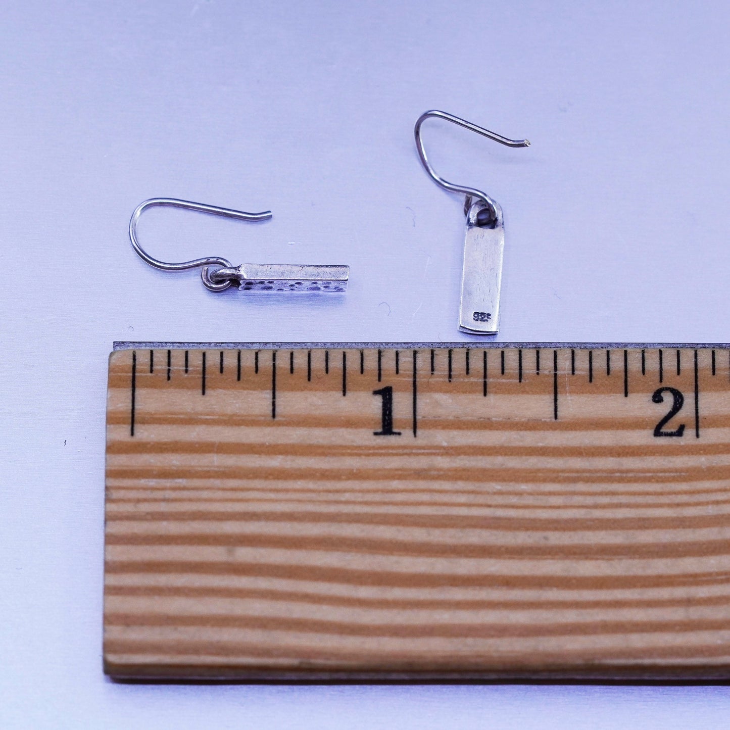 vintage Sterling silver handmade earrings, 925 hammered disc dangles