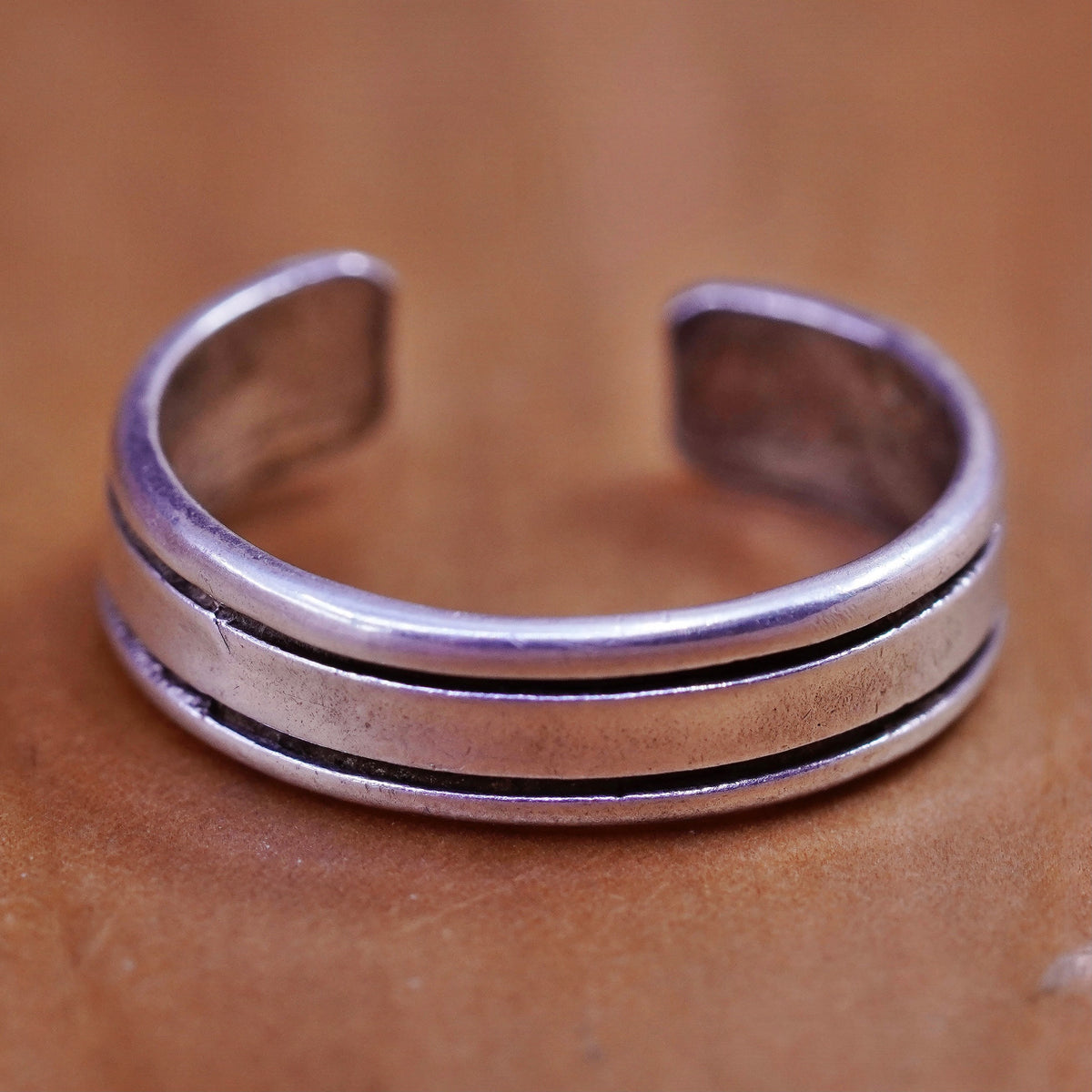 Size 3, vintage Sterling silver handmade ring, solid 925 silver band, open end