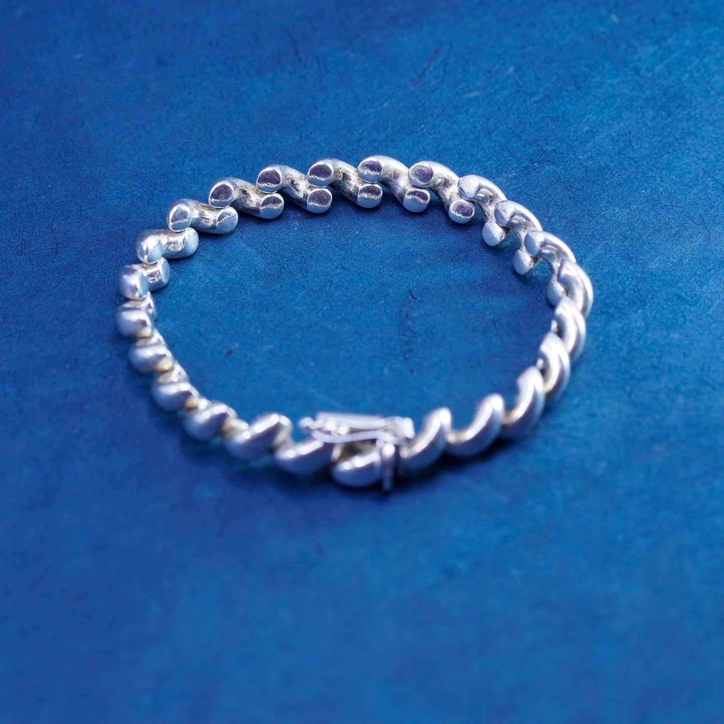 7.25”, 10mm, vintage ITAOR Sterling silver men’s bracelet, 925 San Marco chain