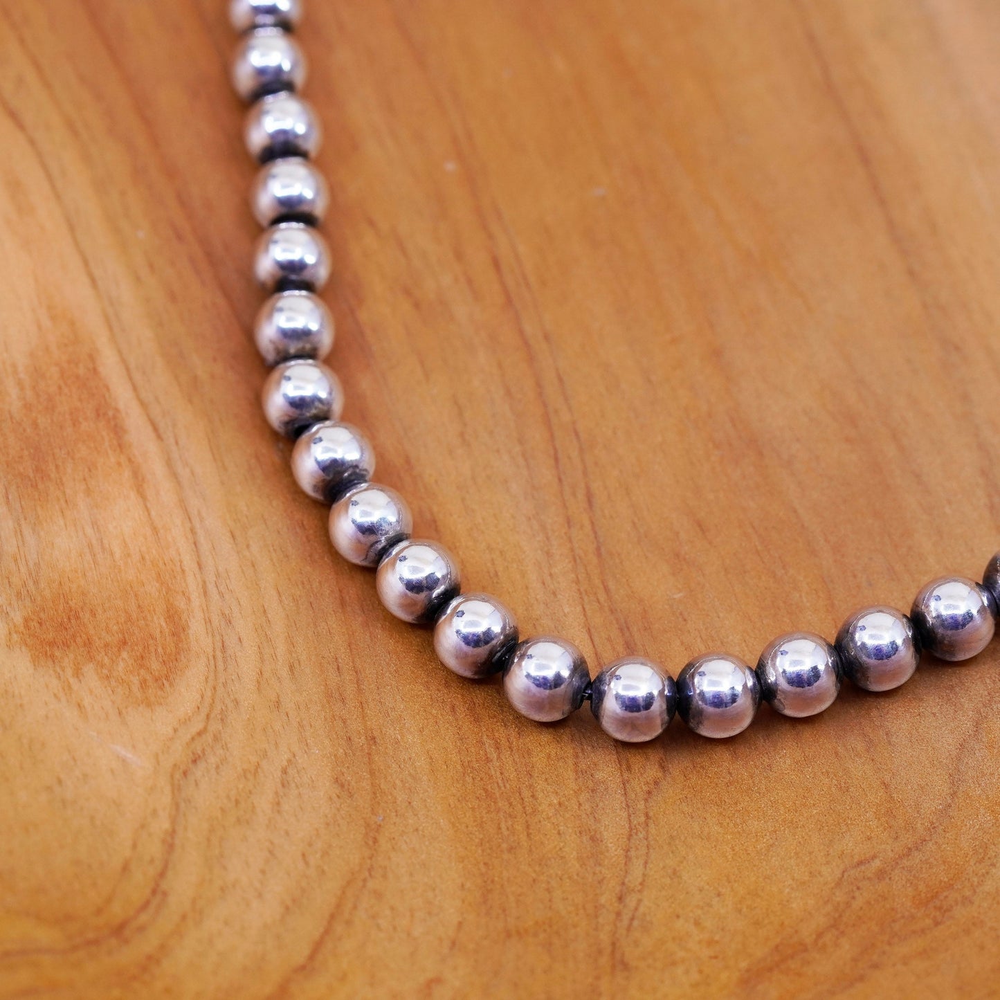 20” 7mm, vintage Sterling silver necklace, 925 bead chain