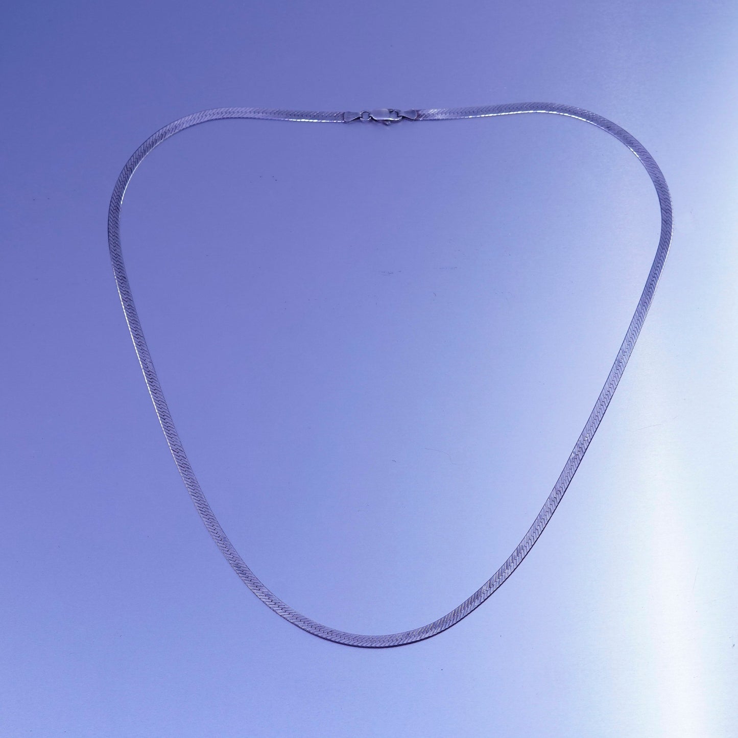 24” 4mm, vintage Italy Sterling 925 silver textured herringbone chain necklace