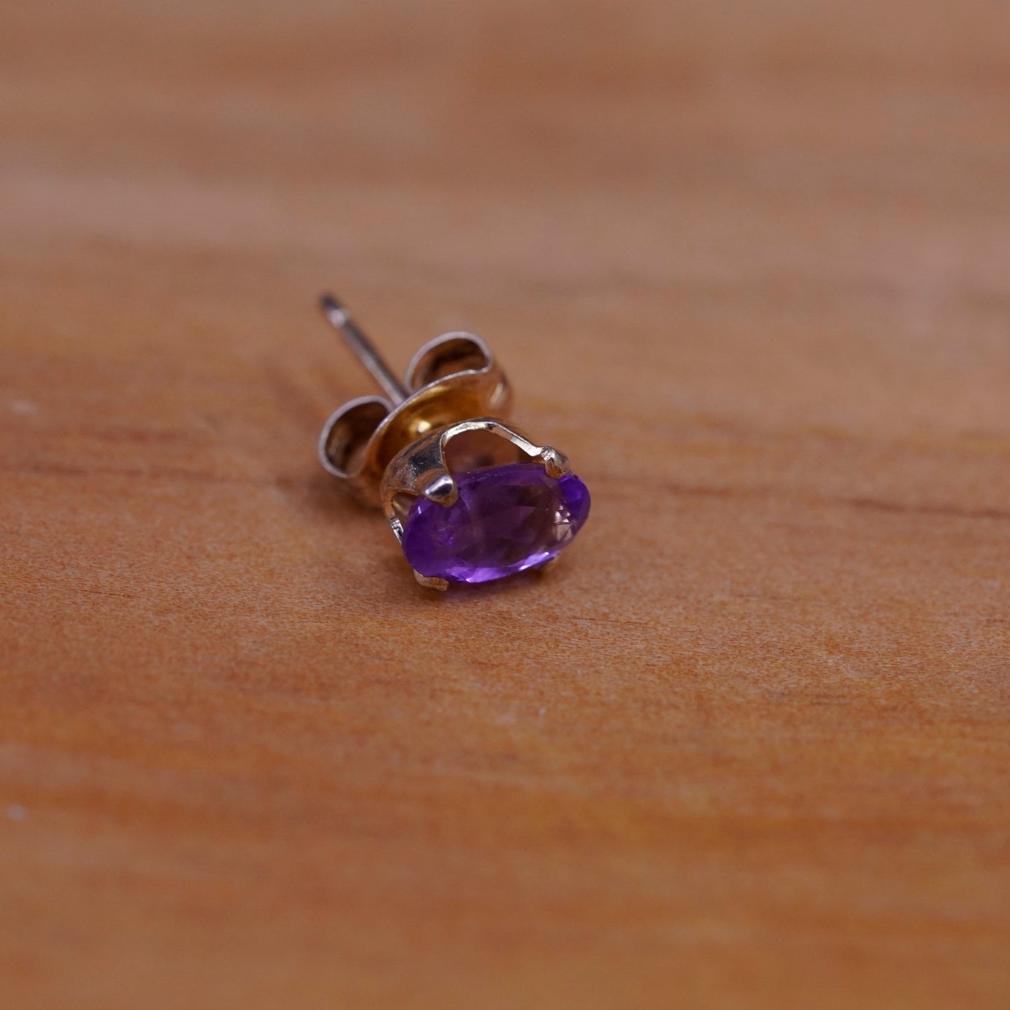 Vintage vermeil gold over Sterling 925 silver studs, amethyst earrings