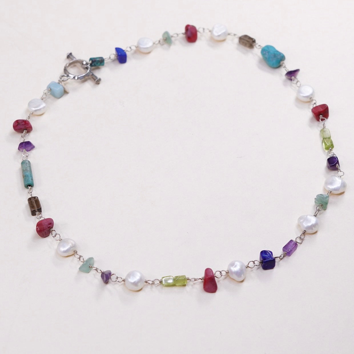 16”, RETIRED Silpada Sterling 925 Silver Peridot Lapis Coral Jade & Turquoise