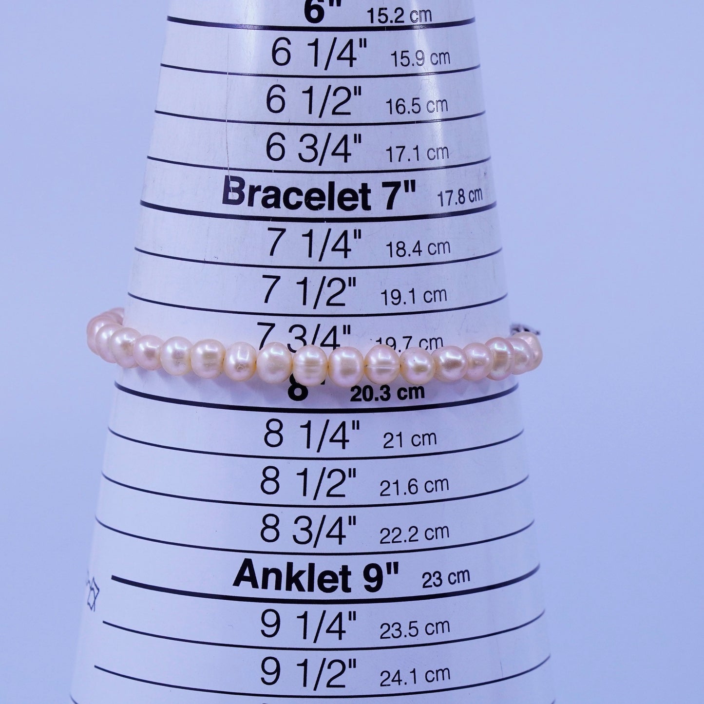 8”, vintage Sterling 925 silver bracelet with freshwater pearl