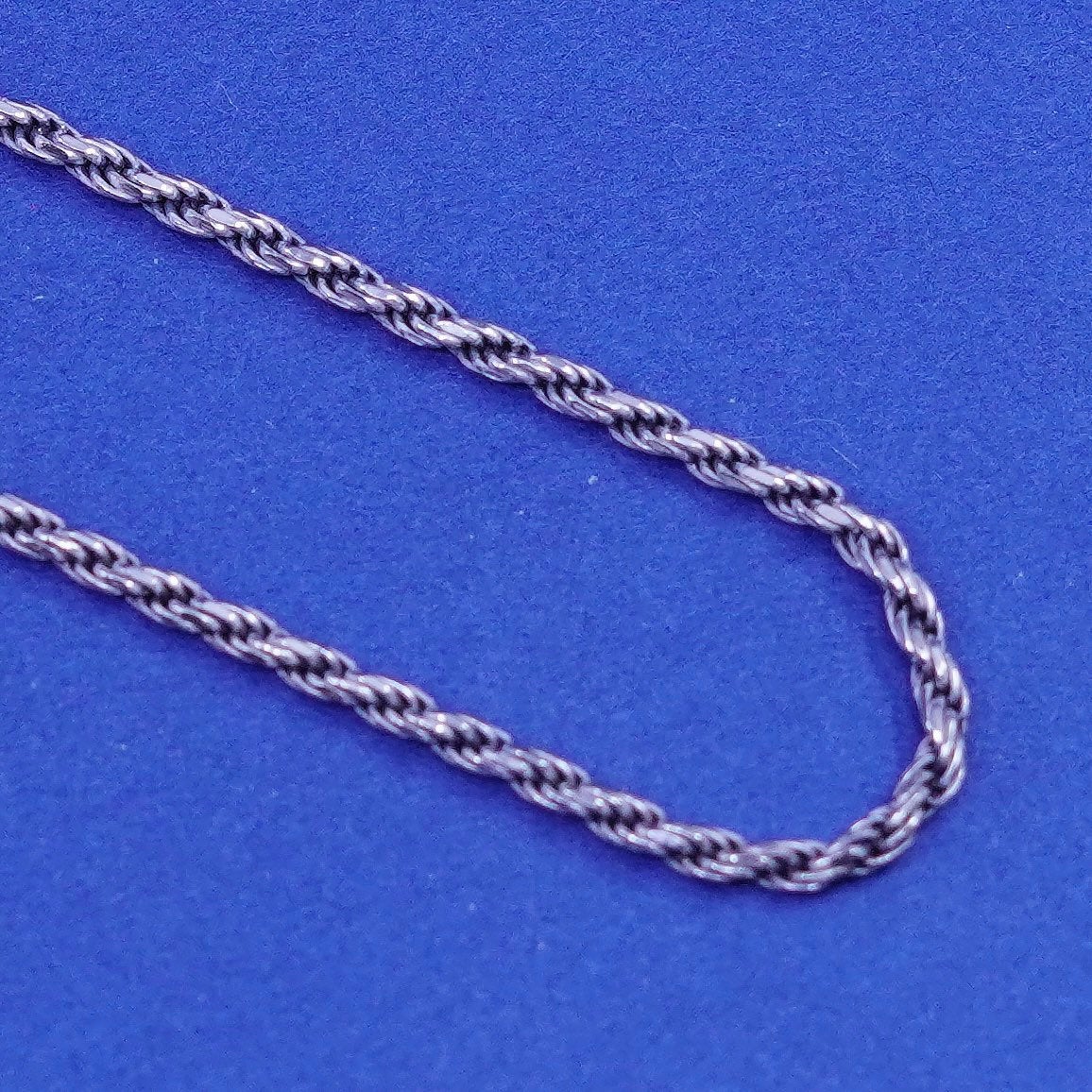16”, 2mm, vintage Sterling silver handmade necklace, 925 diamond rope chain
