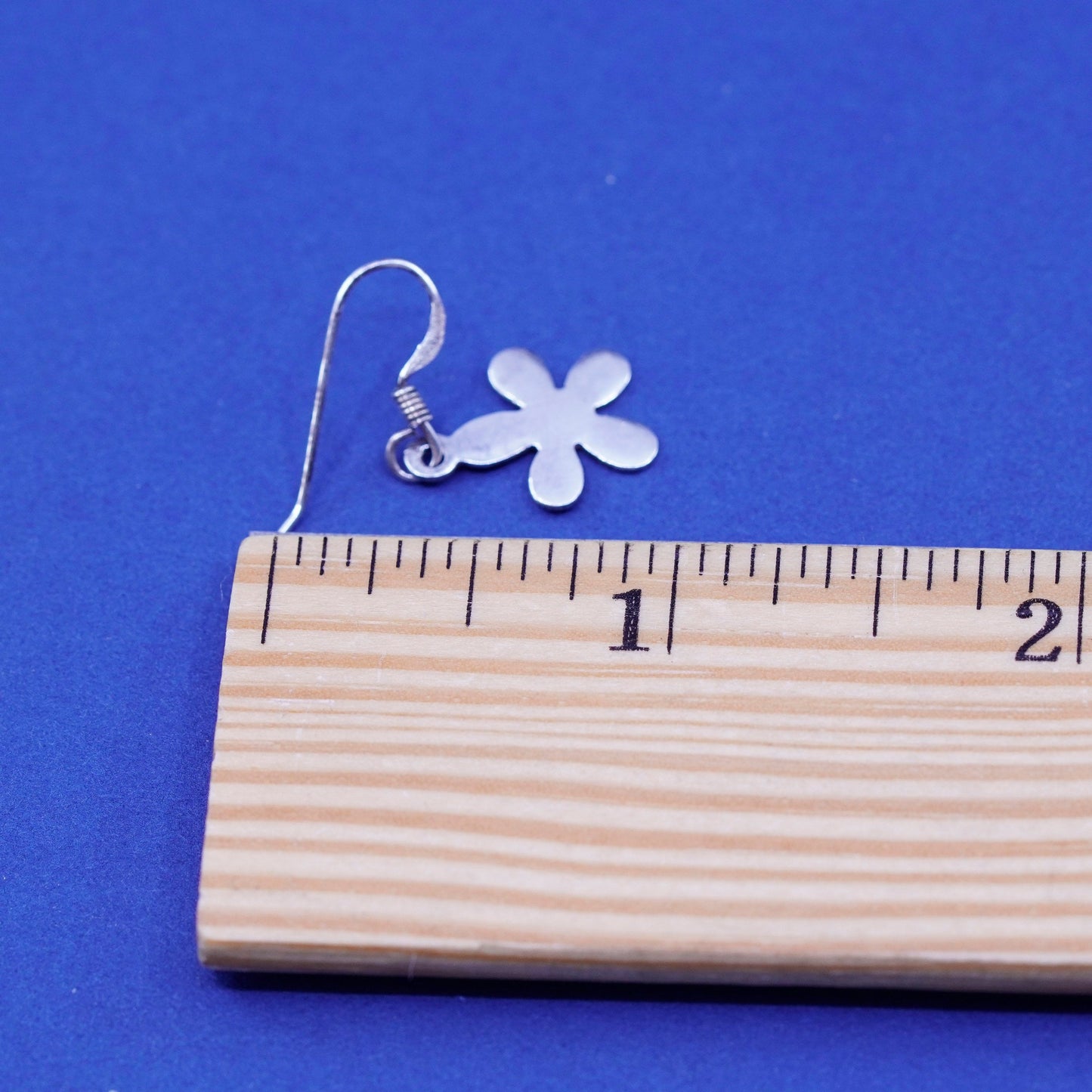 Vintage Sterling silver handmade earrings, 925 flower drops