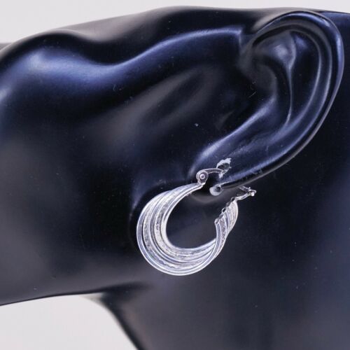 1”, Vtg Sterling Silver Handmade Hoops, Italy 925 Twisted earrings, Huggie