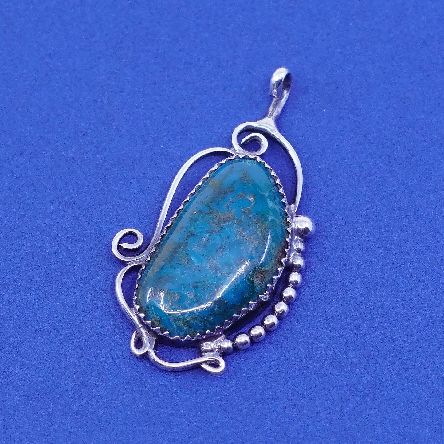 vtg Native American navajo SR Sterling 925 silver handmade pendant turquoise