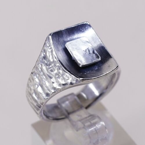 Sz 9, USA Ai Sterling Silver handmade Ring. 925 modernist, Statement Square Ring