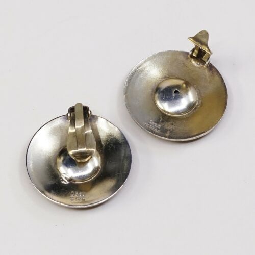 Vtg Norway OPRO Guilloche Enamel Sterling Silver 925 Clip on Black Earrings