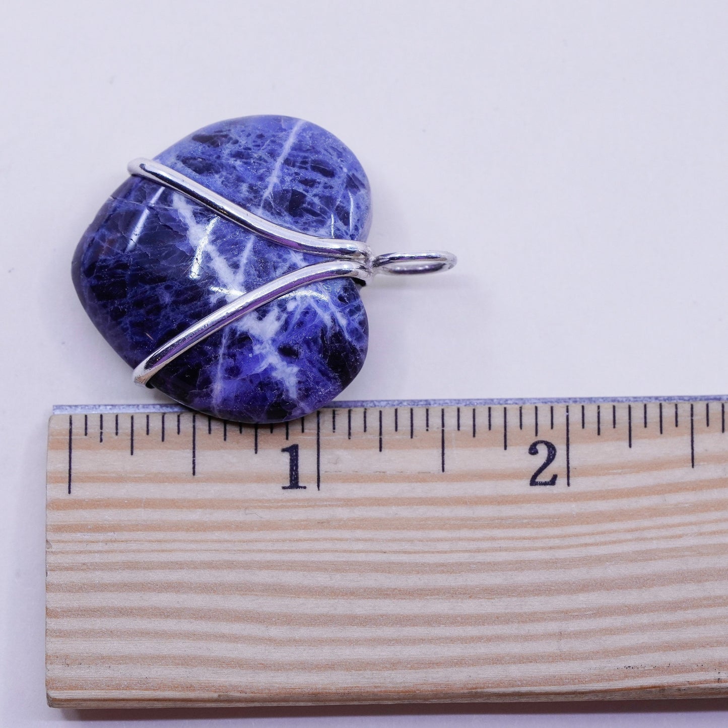 Vintage mexico handmade sterling silver 925 with heart azurite