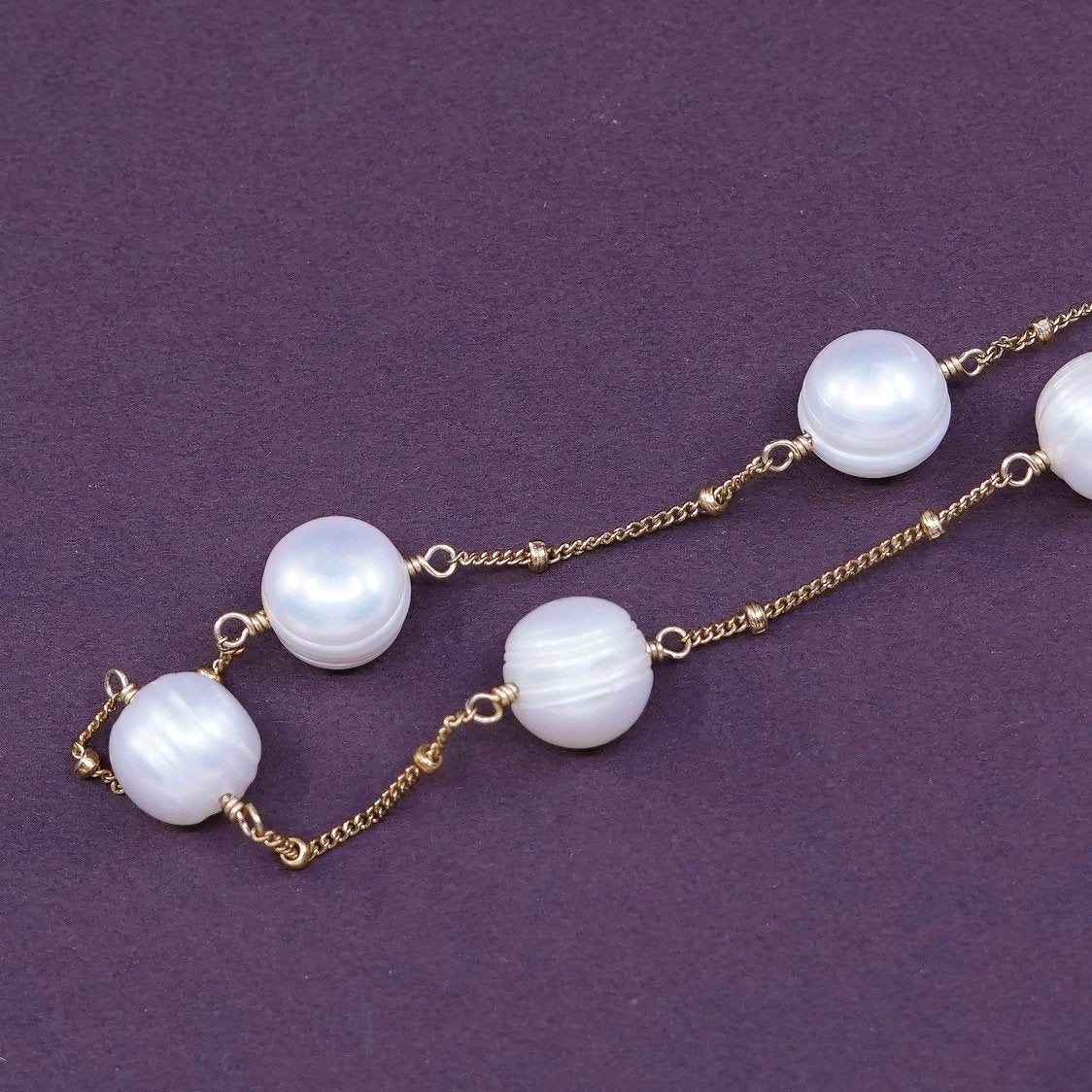 17", 14/20 14K gold filled handmade necklace, beads chain w/ pearl