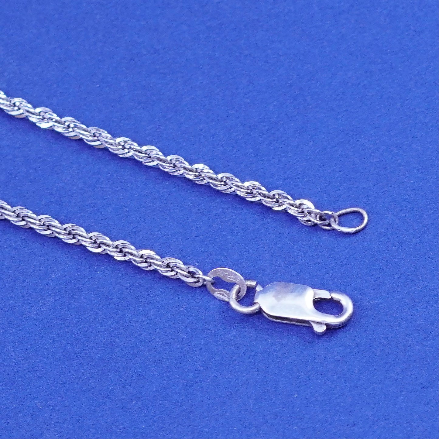 18”, 2mm, vintage Sterling silver handmade necklace, 925 rope chain
