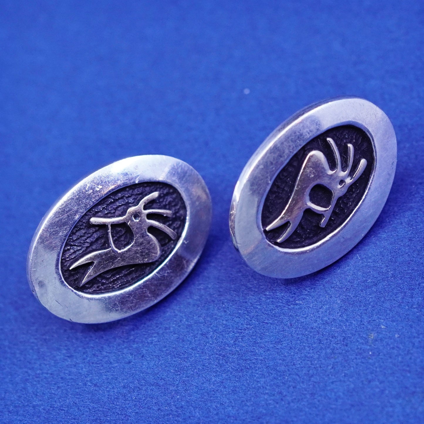 MM Rogers Native American 14k SP Sterling silver 925 Kokopelli studs earrings