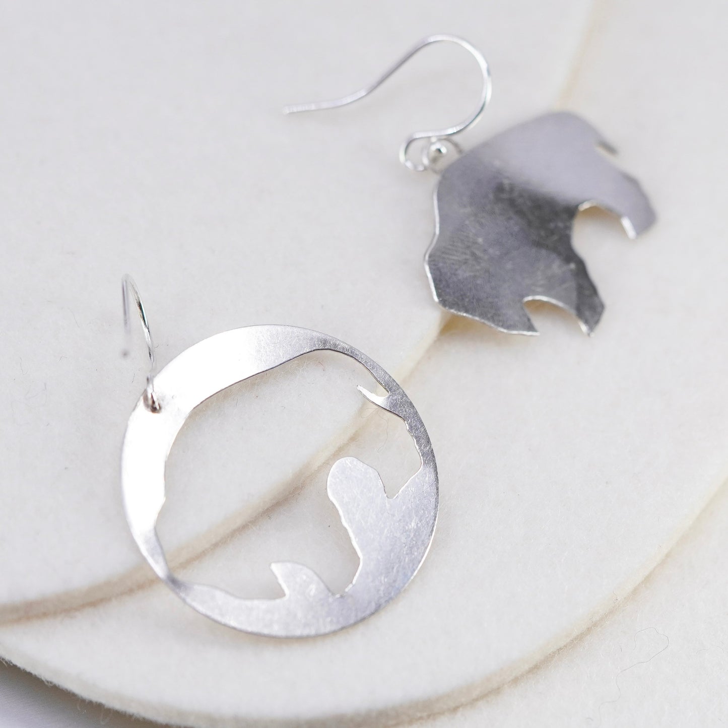 Vintage Sterling 925 silver handmade yak cow earrings