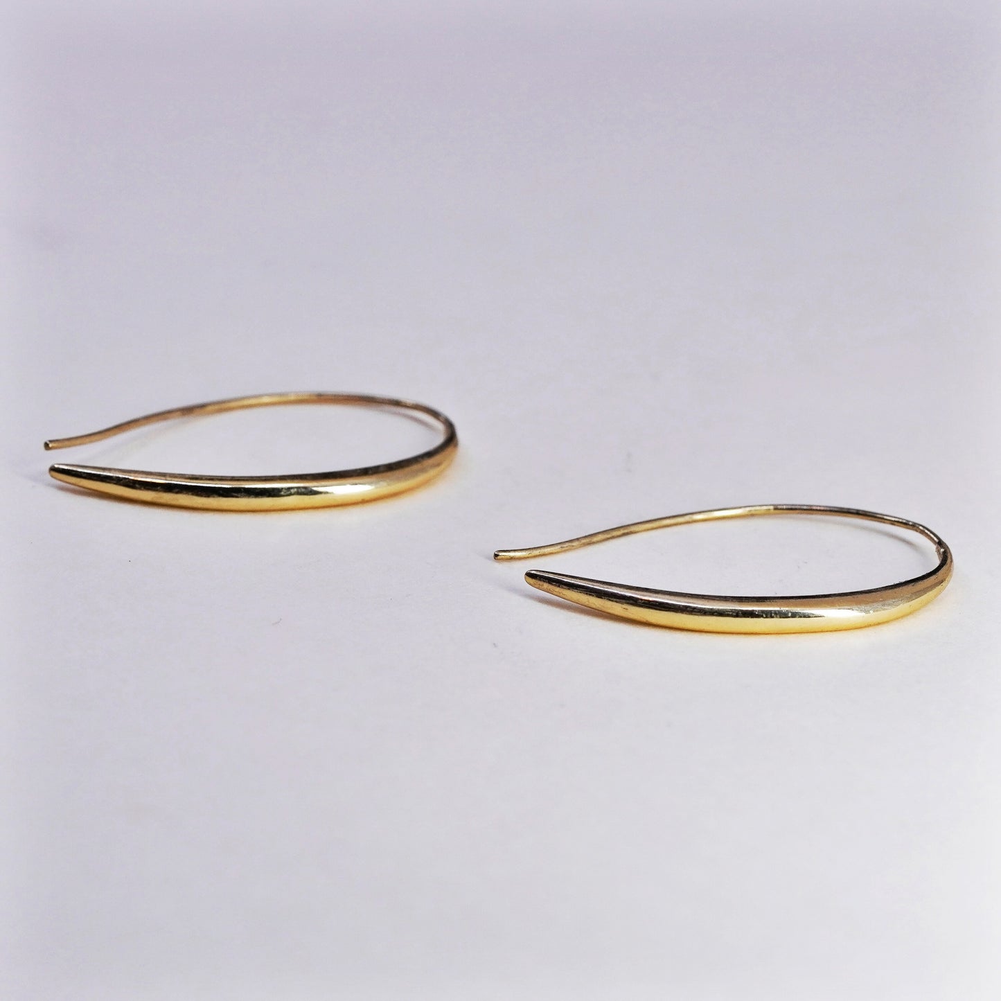 1.5”, Vintage vermeil gold over sterling silver loop earrings, minimalist
