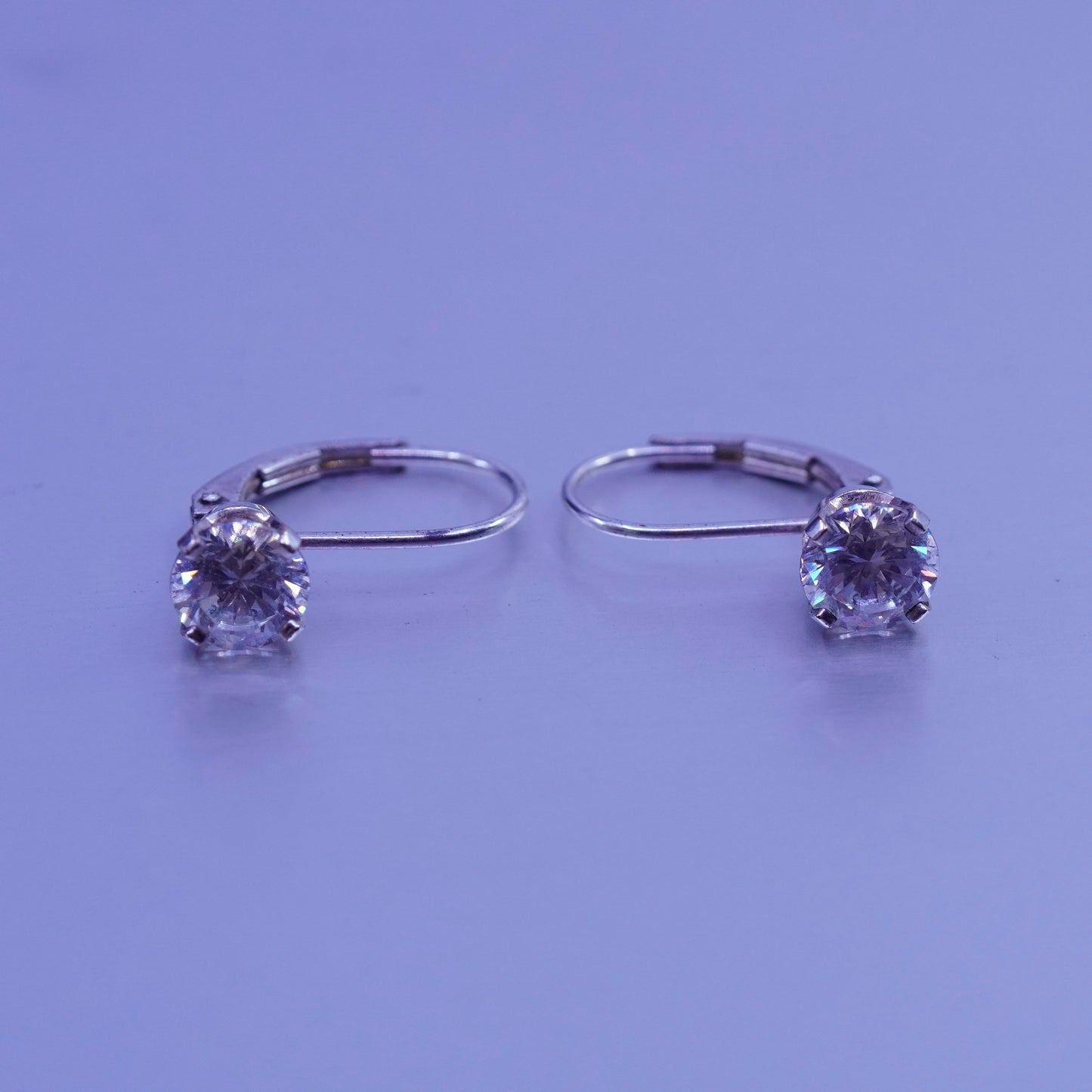 Vintage Sterling 925 silver earrings with dangle and Cz