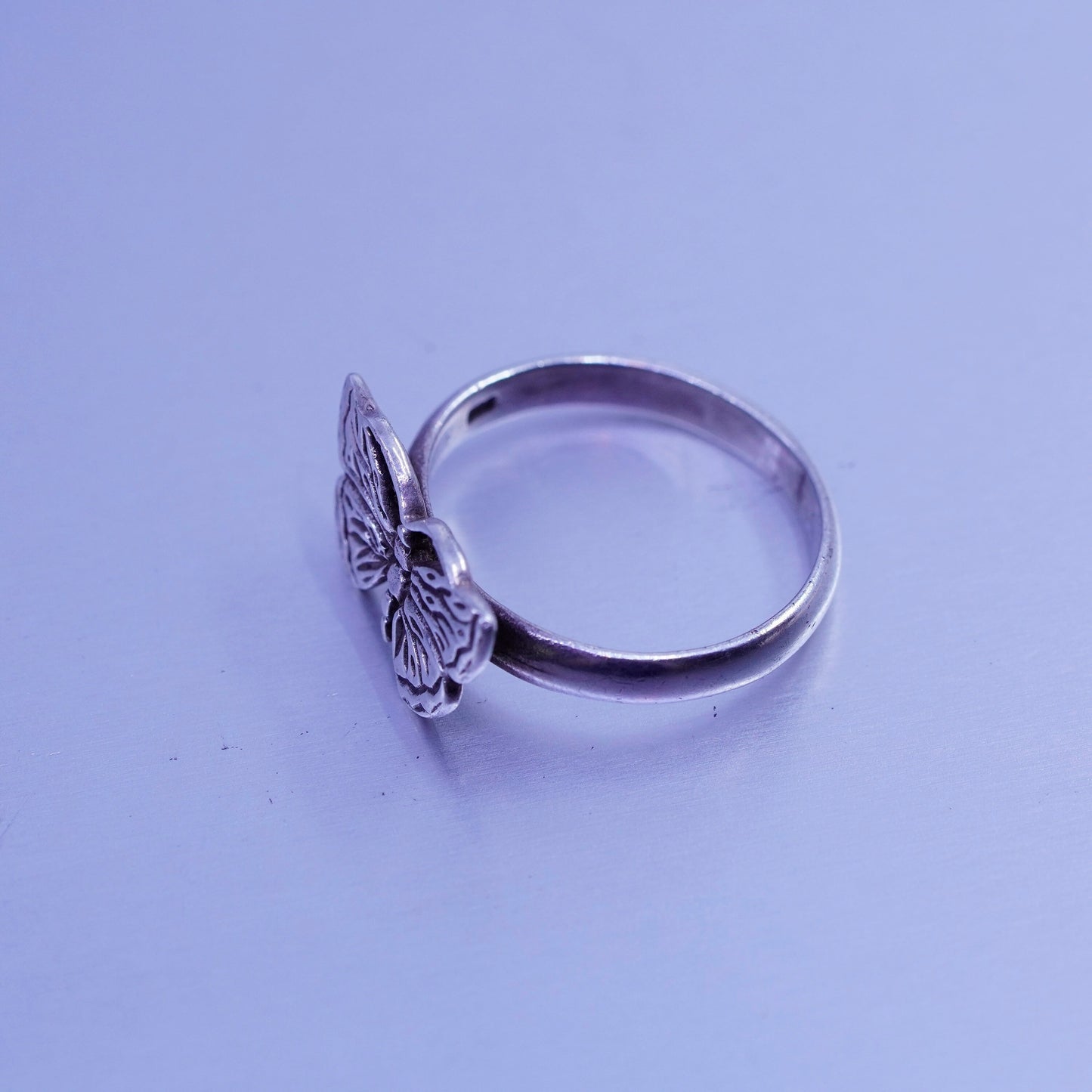 Size 6, vintage Sterling 925 silver handmade ring, butterfly band