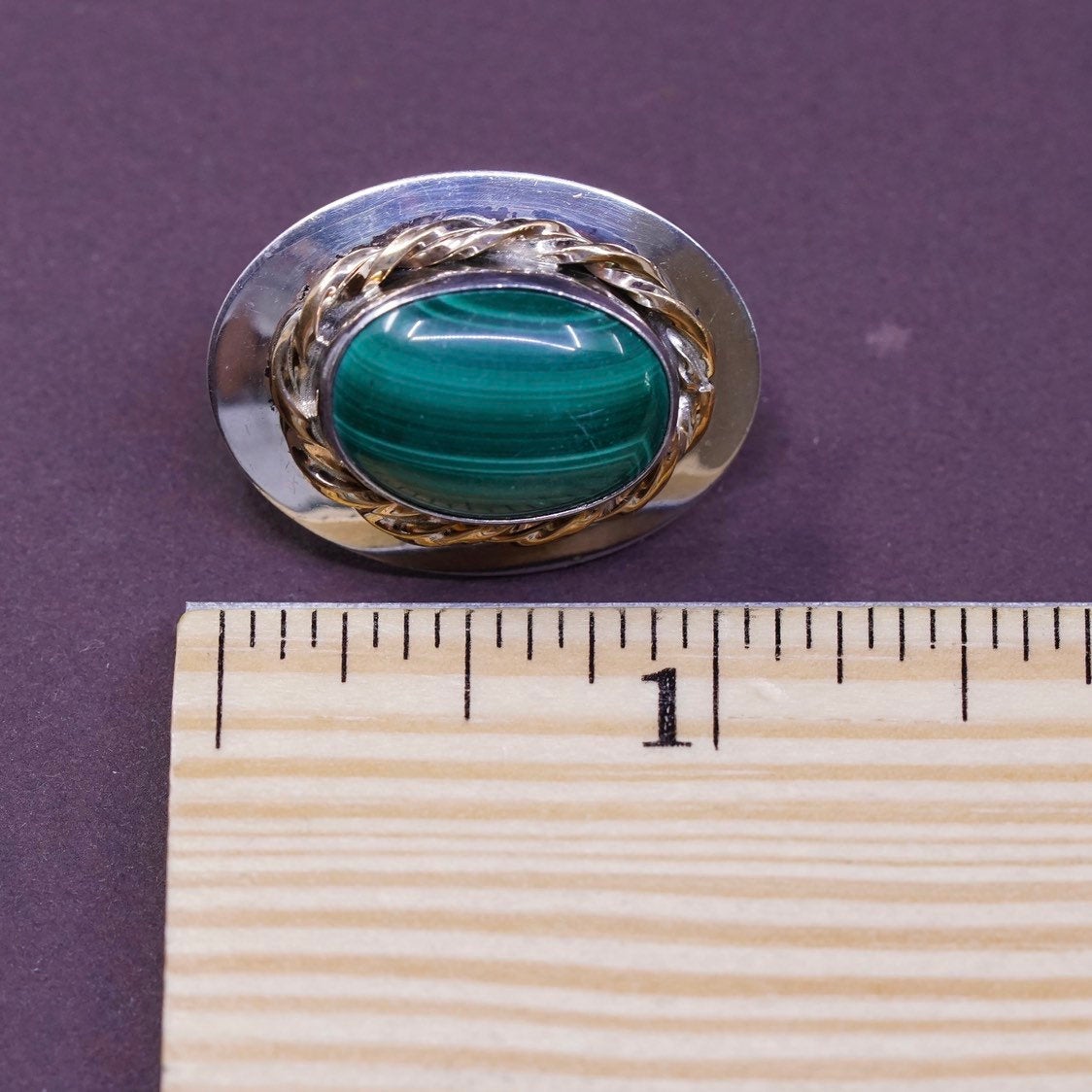 VHC Sterling silver earrings southwestern 925 studs w/ malachite N 14K GF cable