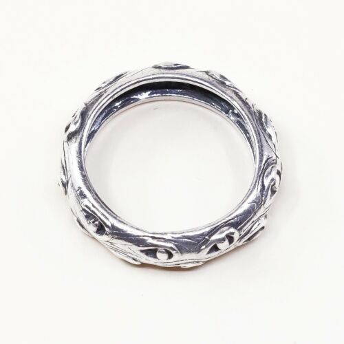 Size 7, Vtg Mexico TMD Sterling Silver Handmade Ring 925 Band W/ Beads