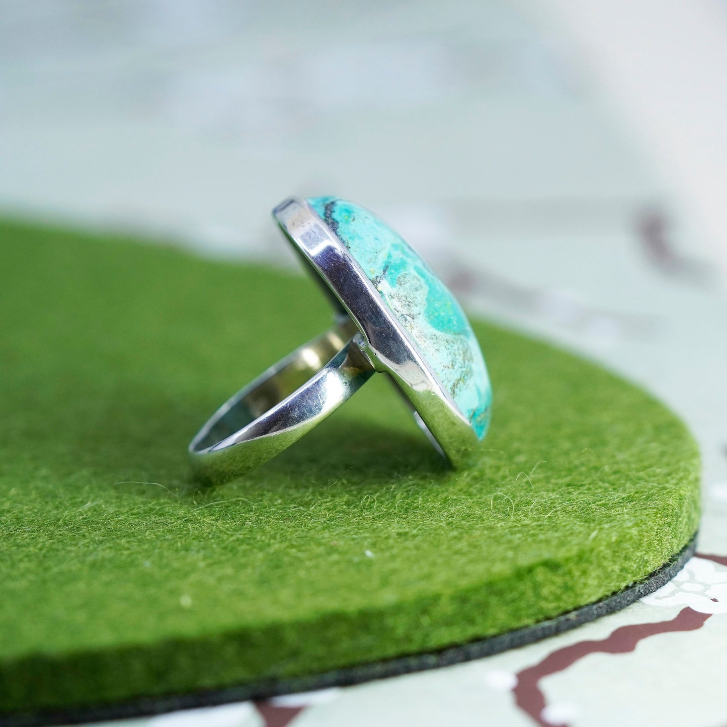 Size 8.5, Native American sterling silver 925 ring turquoise, southwestern